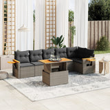 vidaXL 7-delige Loungeset met kussens poly rattan zwart
