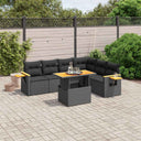 vidaXL 7-delige Loungeset met kussens poly rattan zwart