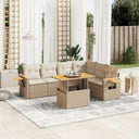 vidaXL 7-delige Loungeset met kussens poly rattan zwart