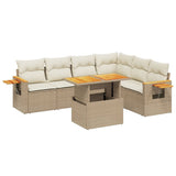 vidaXL 7-delige Loungeset met kussens poly rattan zwart