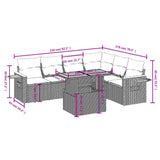 vidaXL 7-delige Loungeset met kussens poly rattan zwart