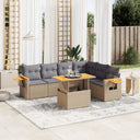 vidaXL 7-delige Loungeset met kussens poly rattan zwart