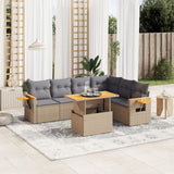 vidaXL 7-delige Loungeset met kussens poly rattan zwart