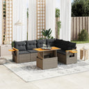 vidaXL 7-delige Loungeset met kussens poly rattan zwart