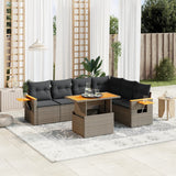 vidaXL 7-delige Loungeset met kussens poly rattan zwart