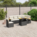 vidaXL 7-delige Loungeset met kussens poly rattan zwart