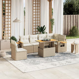 vidaXL 7-delige Loungeset met kussens poly rattan zwart