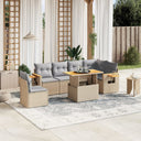 vidaXL 7-delige Loungeset met kussens poly rattan zwart