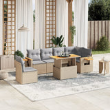 vidaXL 7-delige Loungeset met kussens poly rattan zwart