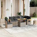 vidaXL 7-delige Loungeset met kussens poly rattan zwart