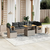 vidaXL 7-delige Loungeset met kussens poly rattan zwart