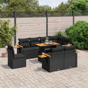 vidaXL 9-piece Poly Rattan Lounge Set with Cushions Black