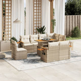 vidaXL 9-piece Poly Rattan Lounge Set with Cushions Black