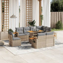 vidaXL 9-piece Poly Rattan Lounge Set with Cushions Black
