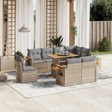 vidaXL 9-piece Poly Rattan Lounge Set with Cushions Black