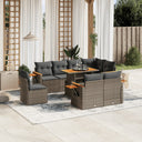 vidaXL 9-piece Poly Rattan Lounge Set with Cushions Black