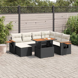 vidaXL 8-Piece Poly Rattan Lounge Set with Cushions Black