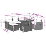 vidaXL 8-Piece Poly Rattan Lounge Set with Cushions Black