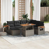 vidaXL 8-Piece Poly Rattan Lounge Set with Cushions Black