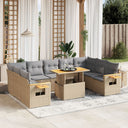 vidaXL 10-delige Loungeset met kussens poly rattan zwart