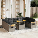 vidaXL 10-delige Loungeset met kussens poly rattan zwart