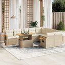 vidaXL 10-Piece Lounge Set with Cushions Poly Rattan Black