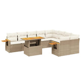vidaXL 10-Piece Lounge Set with Cushions Poly Rattan Black
