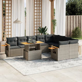 vidaXL 10-Piece Lounge Set with Cushions Poly Rattan Black