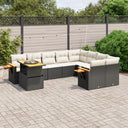 vidaXL 10-Piece Lounge Set with Cushions Poly Rattan Black