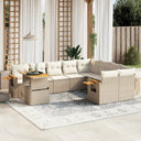 vidaXL 10-Piece Lounge Set with Cushions Poly Rattan Black