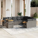 vidaXL 10-Piece Lounge Set with Cushions Poly Rattan Black