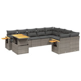 vidaXL 10-Piece Lounge Set with Cushions Poly Rattan Black