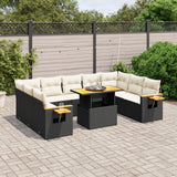 vidaXL 11-Piece Lounge Set with Cushions Poly Rattan Black