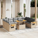 vidaXL 11-Piece Lounge Set with Cushions Poly Rattan Black
