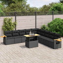 vidaXL 11-Piece Lounge Set with Cushions Poly Rattan Black