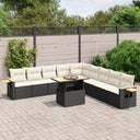 vidaXL 11-Piece Lounge Set with Cushions Poly Rattan Black