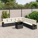 vidaXL 11-Piece Lounge Set with Cushions Poly Rattan Black