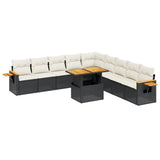 vidaXL 11-Piece Lounge Set with Cushions Poly Rattan Black