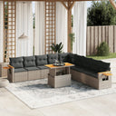 vidaXL 11-Piece Lounge Set with Cushions Poly Rattan Black