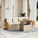 vidaXL 5-delige Loungeset met kussens poly rattan zwart