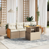 vidaXL 5-delige Loungeset met kussens poly rattan zwart
