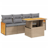 vidaXL 5-delige Loungeset met kussens poly rattan zwart