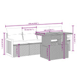 vidaXL 5-delige Loungeset met kussens poly rattan zwart
