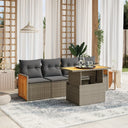 vidaXL 5-delige Loungeset met kussens poly rattan zwart
