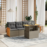 vidaXL 5-delige Loungeset met kussens poly rattan zwart