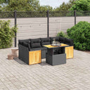 vidaXL 7-Piece Lounge Set with Cushions Poly Rattan Black