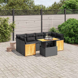 vidaXL 7-Piece Lounge Set with Cushions Poly Rattan Black
