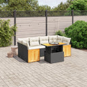 vidaXL 7-Piece Lounge Set with Cushions Poly Rattan Black