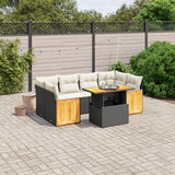 vidaXL 7-Piece Lounge Set with Cushions Poly Rattan Black