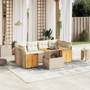 vidaXL 7-Piece Lounge Set with Cushions Poly Rattan Black